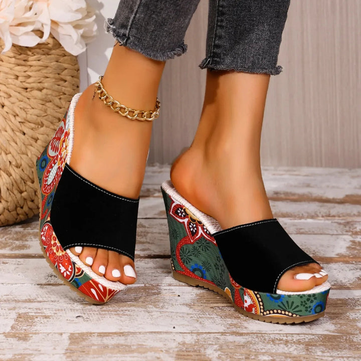 Mireya | Sandales Compensées Motif Bohème