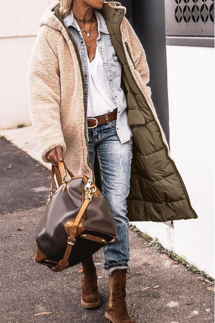 Anny™ | Manteau Long Réversible Doublé en Fourrure