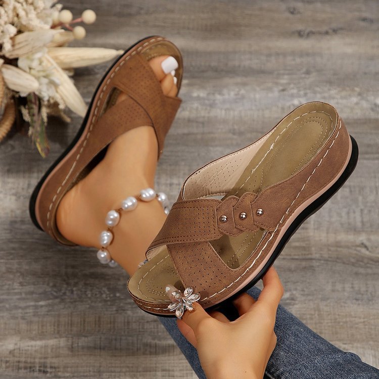 Karine™ | Mules confort à talon compensé